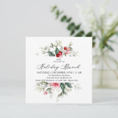 Floral Winter Berries Holiday Brunch Einladung (Stehend Vorderseite)