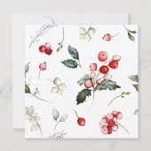 Floral Winter Berries Holiday Brunch Einladung (Rückseite)