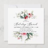 Floral Winter Berries Holiday Brunch Einladung (Vorderseite)