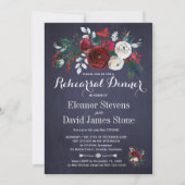 Floral Winter Navy Red Wedding Probe Dinner Einladung (Vorderseite)