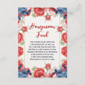 Floral Winter Red Blue Wedding Honeymoon Fund Begleitkarte (Vorderseite)