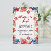 Floral Winter Red Blue Wedding Honeymoon Fund Begleitkarte (Stehend Vorderseite)