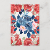 Floral Winter Red Blue Wedding Honeymoon Fund Begleitkarte (Rückseite)