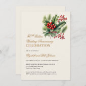 Floral Winter Thema Gold 50. Hochzeitstag Einladung (Vorne/Hinten)
