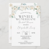 Floral Winter Wonderland Brautparty Einladung (Vorne/Hinten)