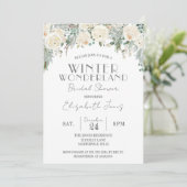 Floral Winter Wonderland Brautparty Einladung (Stehend Vorderseite)