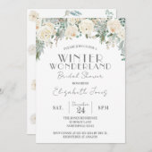 Floral Winter Wonderland Brautparty Einladung (Vorne/Hinten)