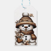 Floral Winter Wonderland Snowman Geschenkanhänger (Rückseite)