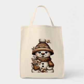 Floral Winter Wonderland Snowman Tragetasche