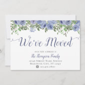 Floral Wir haben neue Adresse verschoben Dusty Blu Ankündigung (Vorderseite)