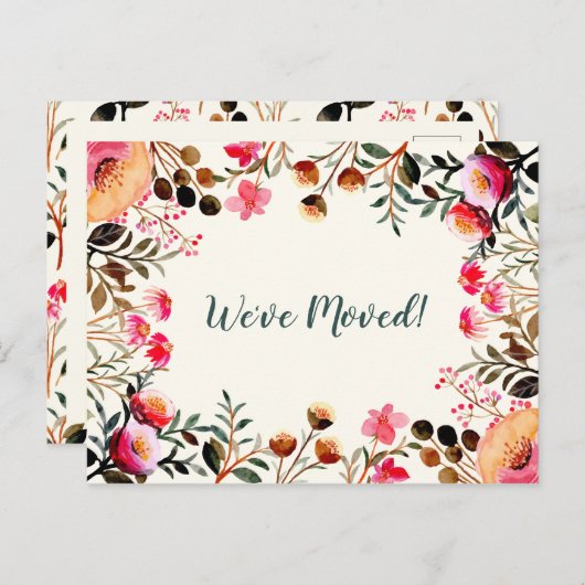Floral Wir haben neue Zuhause Moving Ankündigung v Postkarte (Vorne/Hinten)
