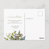 Floral Wir haben neue Zuhause Script Ankündigung v Postkarte (Rückseite)