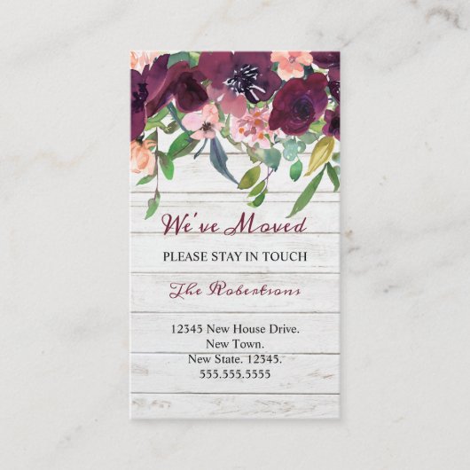 Floral Wir haben uns bewegt | Neue Adressankündigu Begleitkarte (Vorderseite)