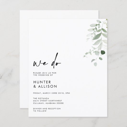 Floral wir machen Hochzeit Einladung (Vorne/Hinten)