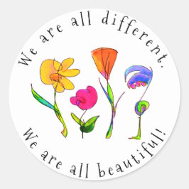Floral Wir sind alle verschieden und schön Diversi Runder Aufkleber