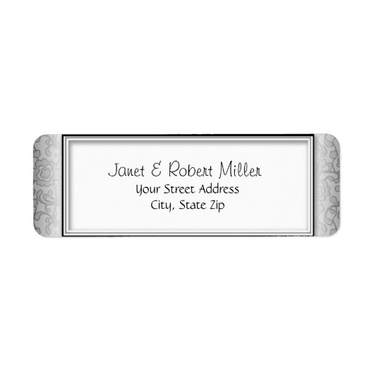 Floral Wirbel Silver Rücksendeadressen-Aufkleber (Vorne)