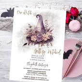 Floral Witch Hat Moon Halloween Brautparty Einladung
