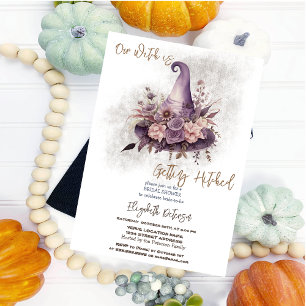 Floral Witch Hat Moon Halloween Brautparty Einladung
