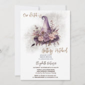 Floral Witch Hat Moon Halloween Brautparty Einladung (Vorderseite)