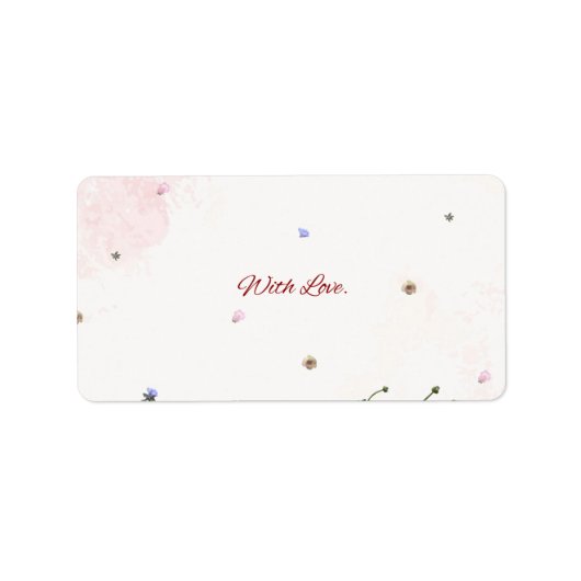 Floral “With Love” Folded Note Card – Elegant Bota Adressaufkleber (Vorne)