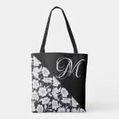"Floral with White Initial M" Tote Bag Tasche (Rückseite)