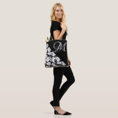 "Floral with White Initial M" Tote Bag Tasche (Am Model)
