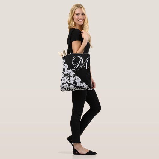 "Floral with White Initial M" Tote Bag Tasche (Am Model)