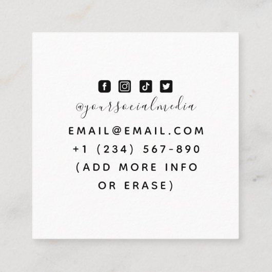 Floral Wolf Face Gezeichnet Black & White Tattoo A Quadratische Visitenkarte (Rückseite)