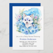 Floral Wolf verzaubert Woodland Boy Babydusche Einladung (Vorne/Hinten)