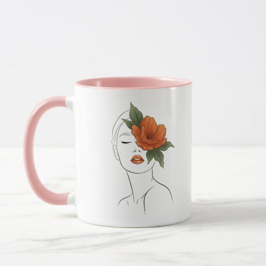 Floral Woman Face Art Mug gift Tasse (Links)