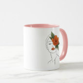 Floral Woman Face Art Mug Tasse (VorderseiteRechts)