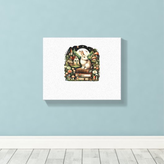 Floral Women Coattcore Rabbit Ästhetik Leinwanddruck (Insitu (Holzboden))