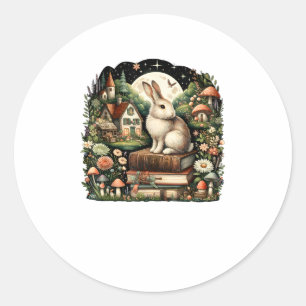 Floral Women Coattcore Rabbit Ästhetik Runder Aufkleber