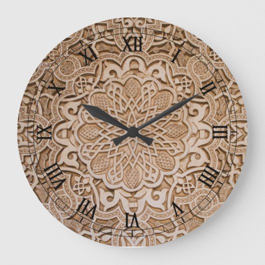 floral wood carving große wanduhr (Vorderseite)