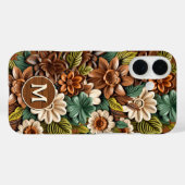 Floral Wood Monogramm Personalisiert Case-Mate iPhone Hülle (Rückseite (Horizontal))
