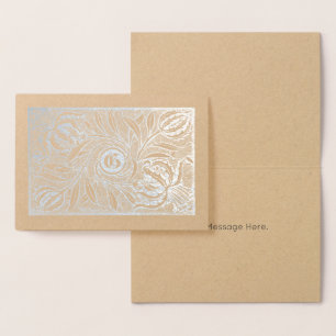 Floral Woodcut Monogramm drucken Folienkarte