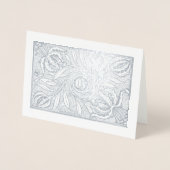 Floral Woodcut Monogramm drucken Folienkarte (Vorderseite)