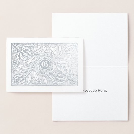 Floral Woodcut Monogramm drucken Folienkarte (Anzeige)