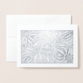 Floral Woodcut Monogramm drucken Folienkarte (Vorderseite mit Umschlag)