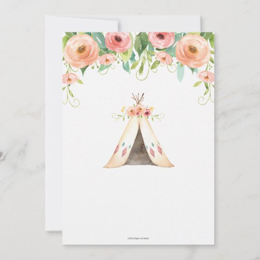 Floral Woodland Animals Baby Shower Forest Girl Dankeskarte (Rückseite)