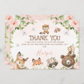 Floral Woodland Animals Kinderdusche Danke Karte (Vorne/Hinten)