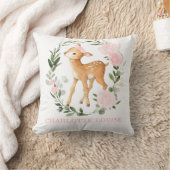 Floral Woodland Deer Greenery Baby Girl Kinderzimm Kissen (Decke)