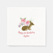 Floral Woodland Girl's 1. Geburtstag Serviette (Vorderseite)