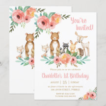 Floral Woodland Tiere Geburtstagsparty Forest Girl