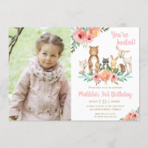 Floral Woodland Tiere Geburtstagsparty Girl Foto