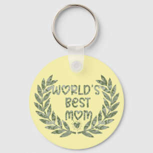 Floral World Best Mom Textdesign Schlüsselanhänger