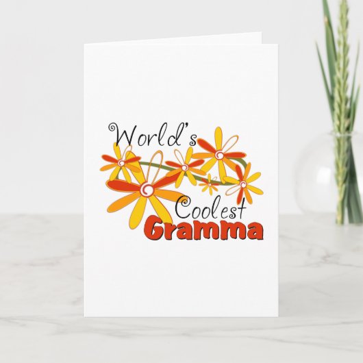 Floral World's Coolest Gramma Feiertagskarte (Vorderseite)