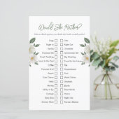 Floral "Would She Rather" Bridal Shower Game (Stehend Vorderseite)