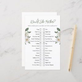 Floral "Would She Rather" Bridal Shower Game