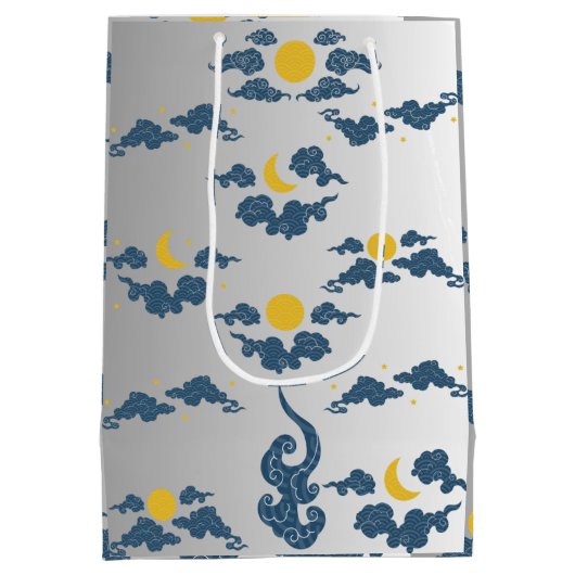 Floral Wrapping Paper Medium Gift Bag Mittlere Geschenktüte (Rückseite)